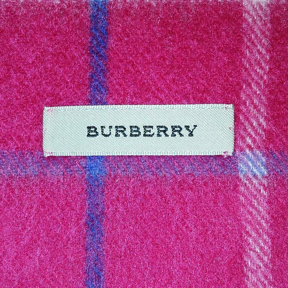 Burberry Ladies Vintage Bright Pink Blue White Luxury Plaid Fall Winter Scarf Sc - Picture 4 of 4